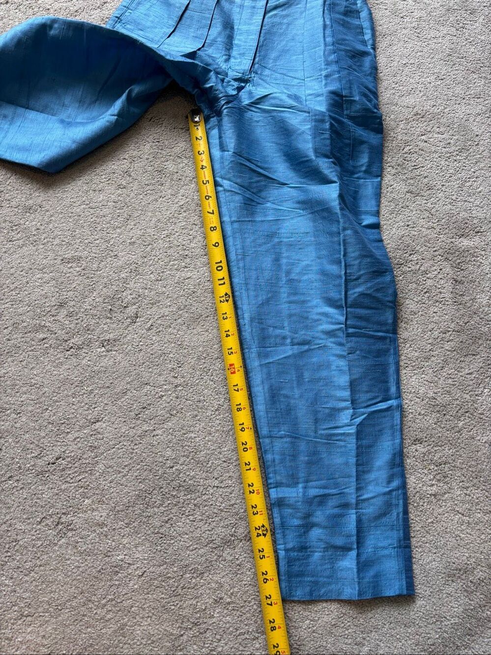 NWT Julia Amory Blue Silk Pleated High Rise Tapered Pants, $325 XS A15 - Picture 9 of 9